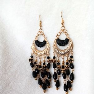 Black gold chandelier earrings